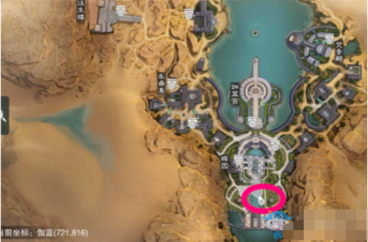 一梦江湖手游伽蓝NPC坐标位置在哪？